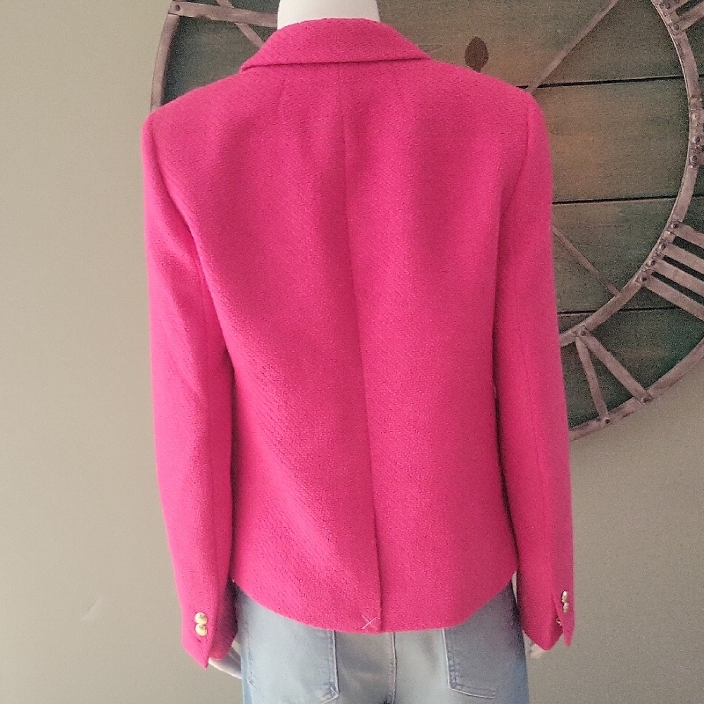 J. Crew Factory Schoolboy Tweed Blazer In Sweet Fuchsia - Picture 6 of 16